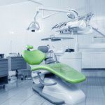 Dental chair in an examination room
