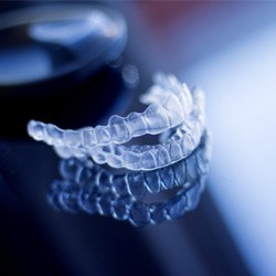 Two aligners for Invisalign in Grapevine on a table